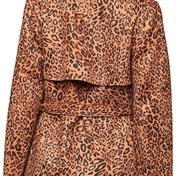 CLASSIC vegan suede Leopard Print Trench coat jack - Picture 7 of 7